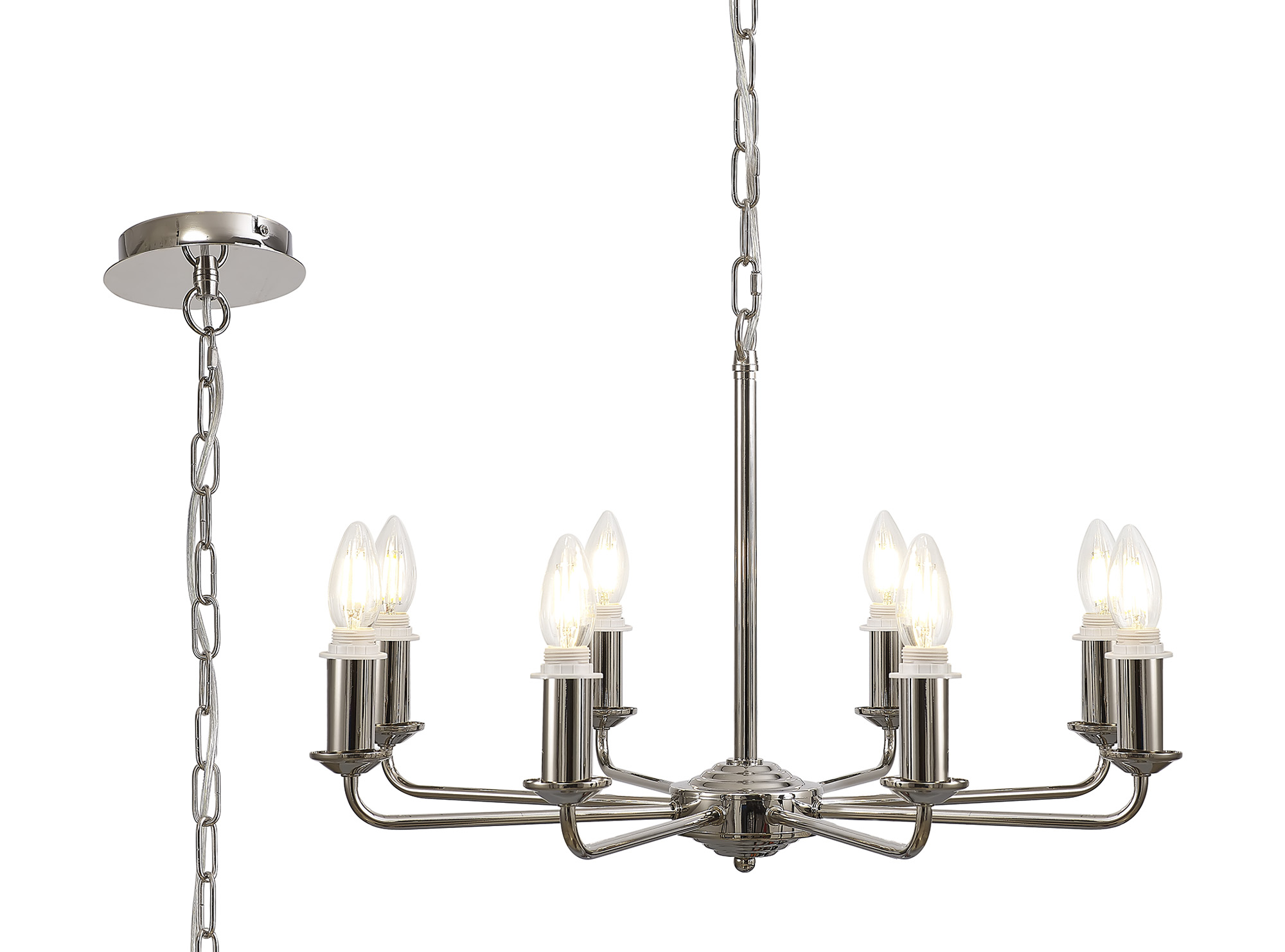 D0675  Banyan Pendant/Semi Flush 8 Light Polished Nickel